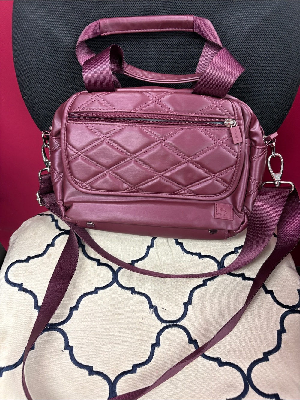 Quilted Crossbody Satchel in Plum